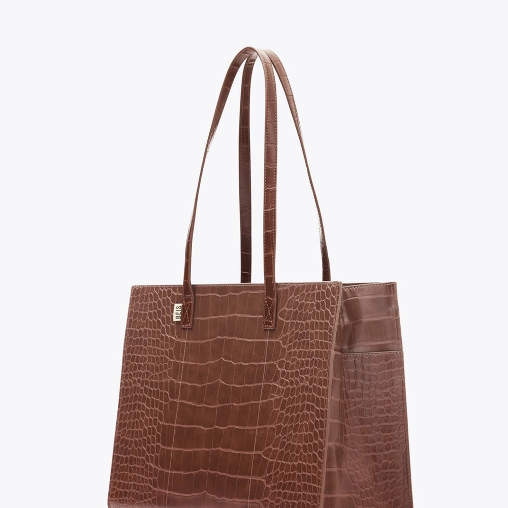 Beis Work Tote in Maple Croc - Picture 4 of 11